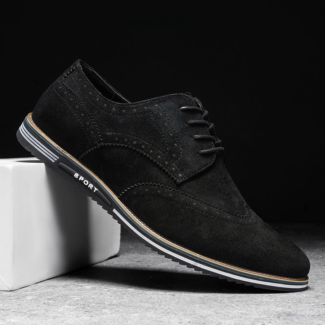 Derby Comfortable Elegant Suede Shoes - Black