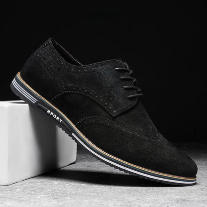 Derby Comfortable Elegant Suede Shoes - Black