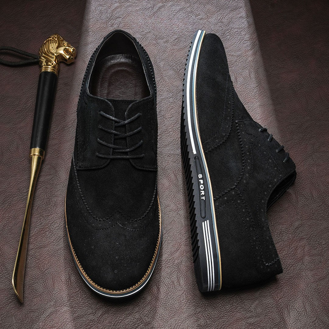 Derby Comfortable Elegant Suede Shoes - Black