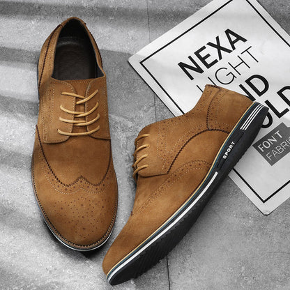 Derby Comfortable Elegant Suede Shoes - Brown