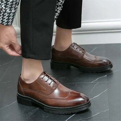 High-Shine Premium Leather Smart Shoes - Brown