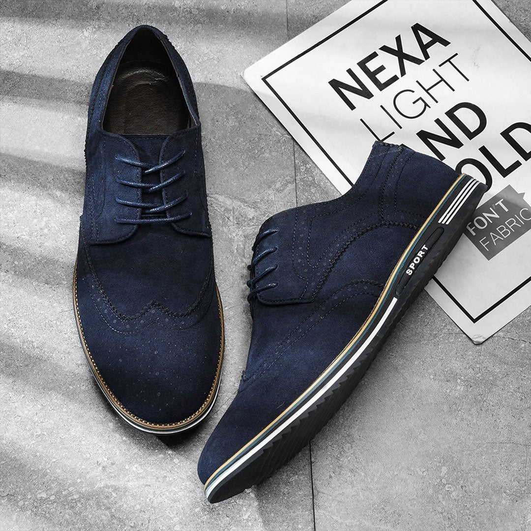 Derby Comfortable Elegant Suede Shoes - Blue