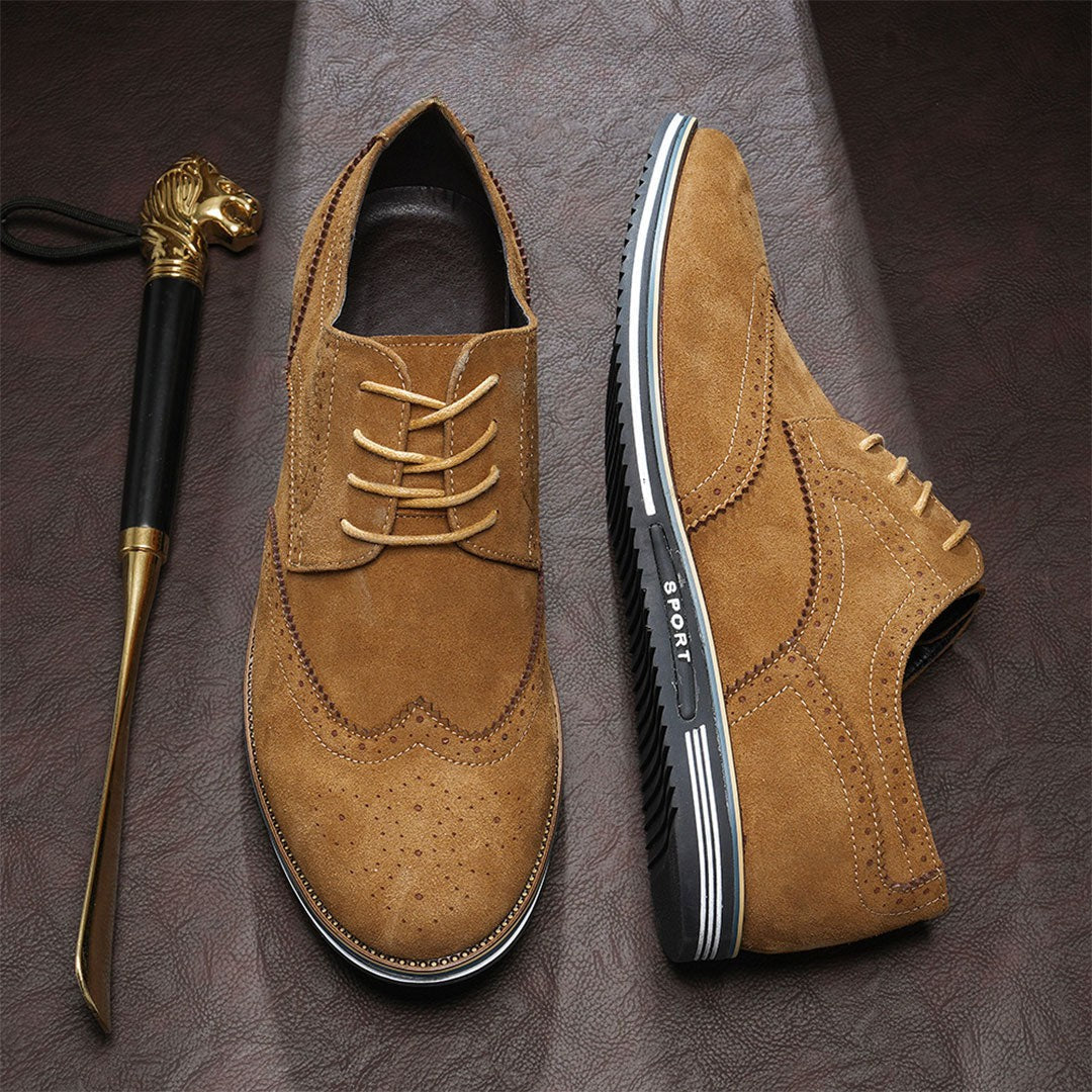 Derby Comfortable Elegant Suede Shoes - Brown