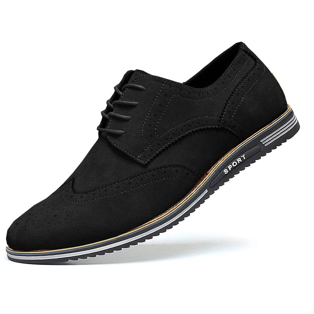 Derby Comfortable Elegant Suede Shoes - Black