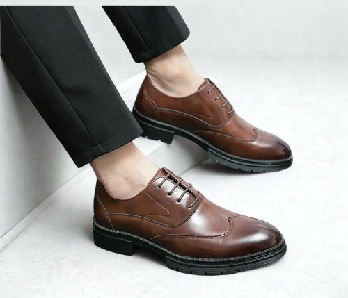 High-Shine Premium Leather Smart Shoes - Brown
