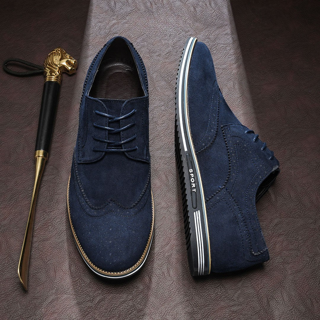 Derby Comfortable Elegant Suede Shoes - Blue