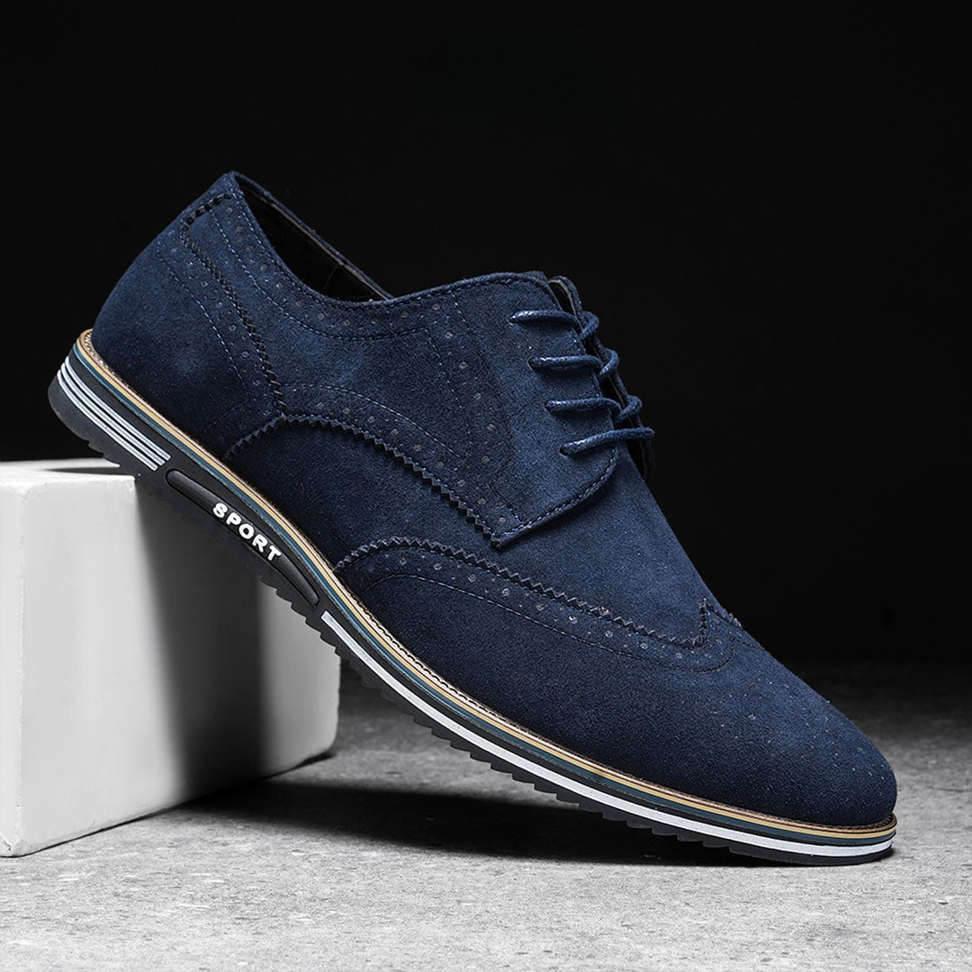 Derby Comfortable Elegant Suede Shoes - Blue
