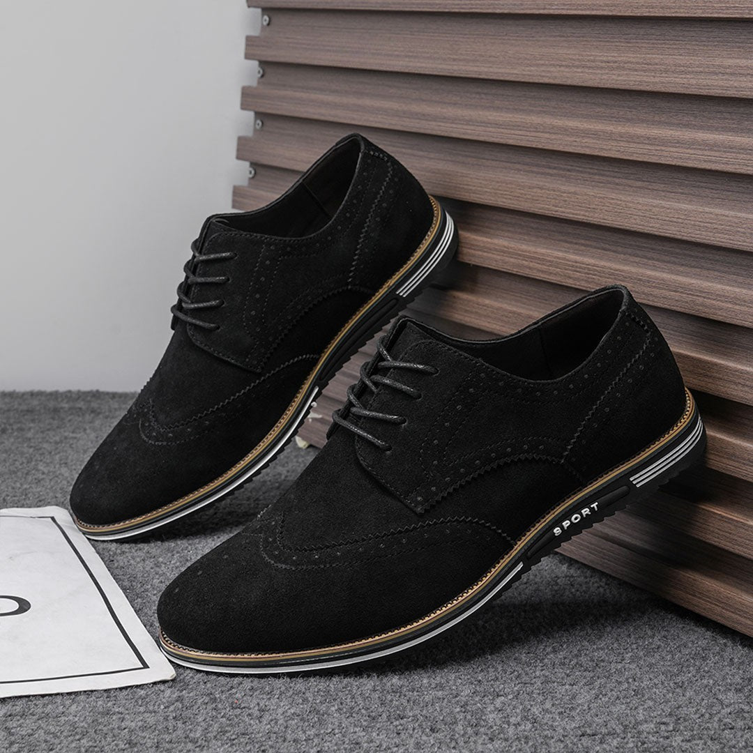 Derby Comfortable Elegant Suede Shoes - Black