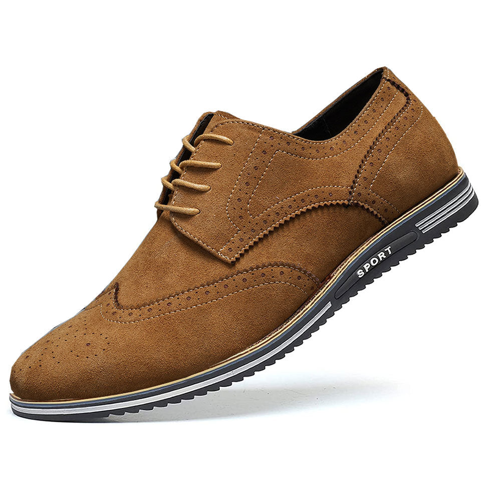 Derby Comfortable Elegant Suede Shoes - Brown