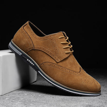 Derby Comfortable Elegant Suede Shoes - Brown