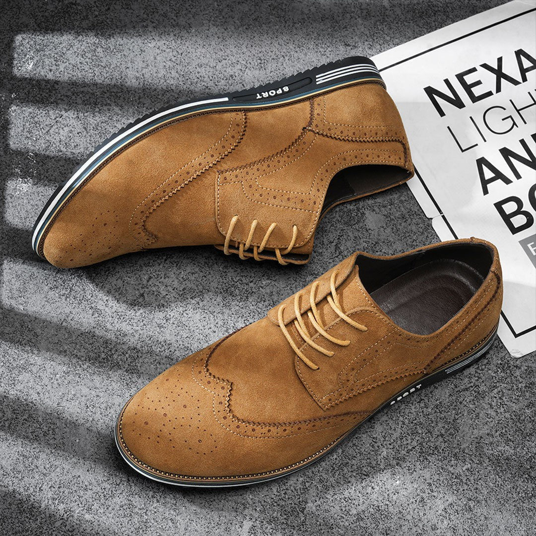 Derby Comfortable Elegant Suede Shoes - Brown