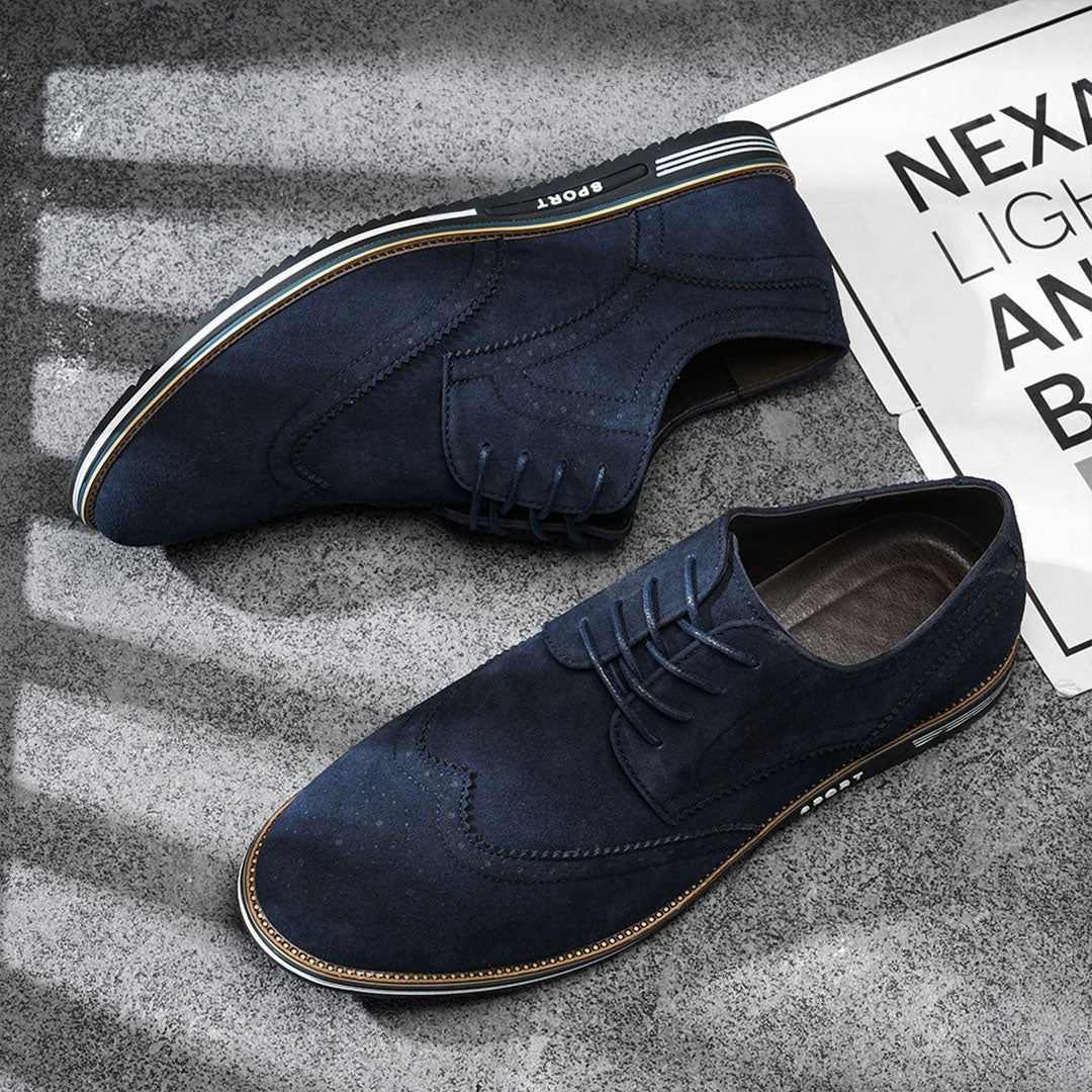 Derby Comfortable Elegant Suede Shoes - Blue