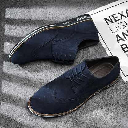Derby Comfortable Elegant Suede Shoes - Blue
