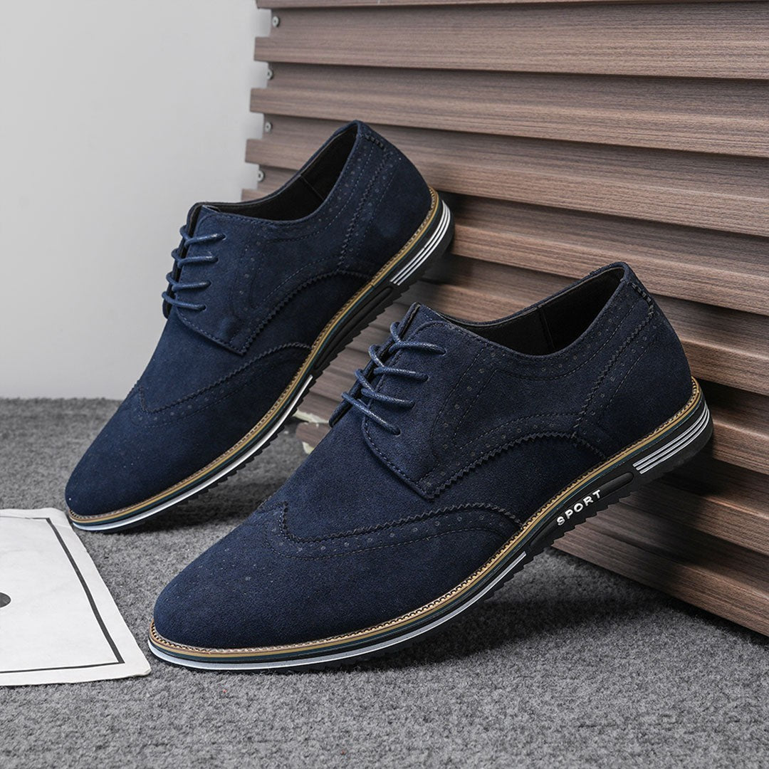 Derby Comfortable Elegant Suede Shoes - Blue