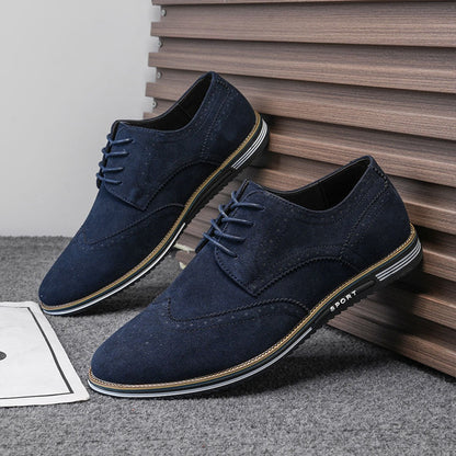 Derby Comfortable Elegant Suede Shoes - Blue