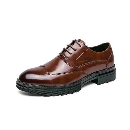 High-Shine Premium Leather Smart Shoes - Brown
